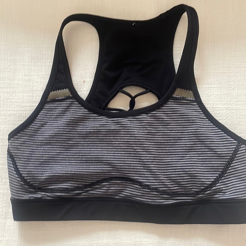 Size 8 black grey Lululemon sports bra